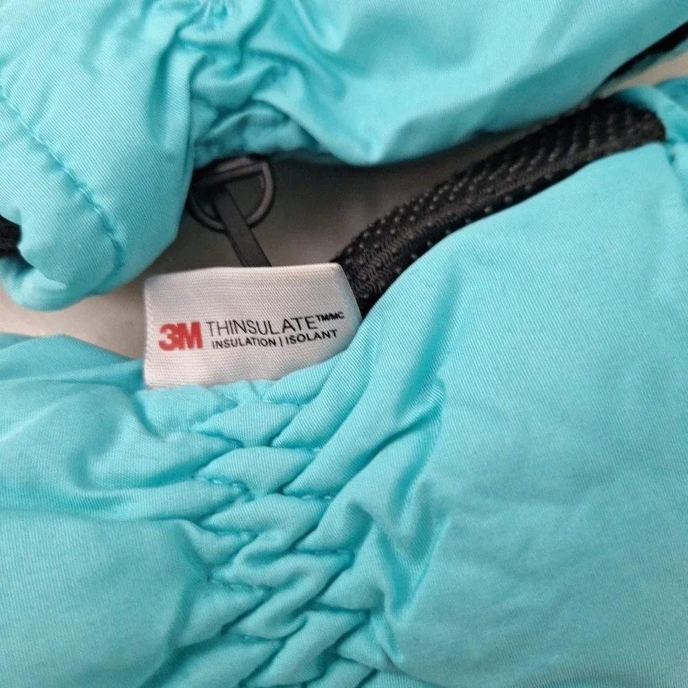3M THINSULATE Youth Medium Mittens Gloves Palm Grip Waterproof Teal NWOT